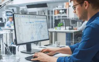 engineer looking at drawings